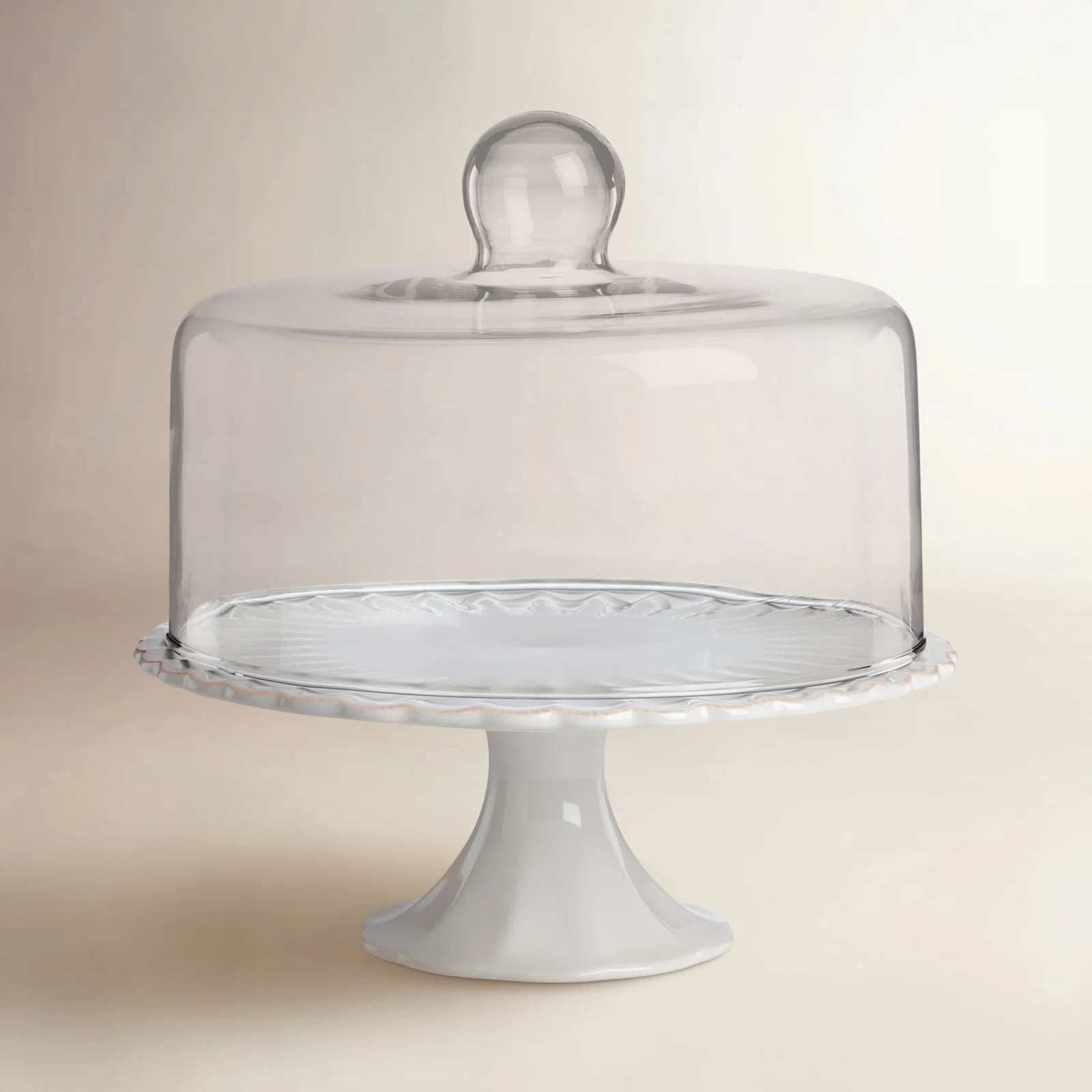 Lenox French Perle White Cake Plate With Dome | Birch Lane