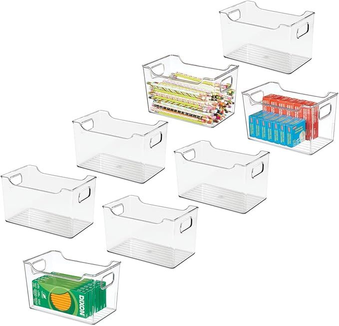 mDesign Deep Plastic Office Storage Container Bins with Handles for Organization in Filing Cabine... | Amazon (US)