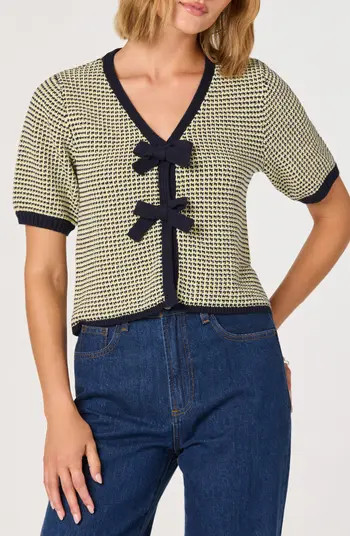 ASTR the Label Bow Short Sleeve Cardigan | Nordstrom | Nordstrom