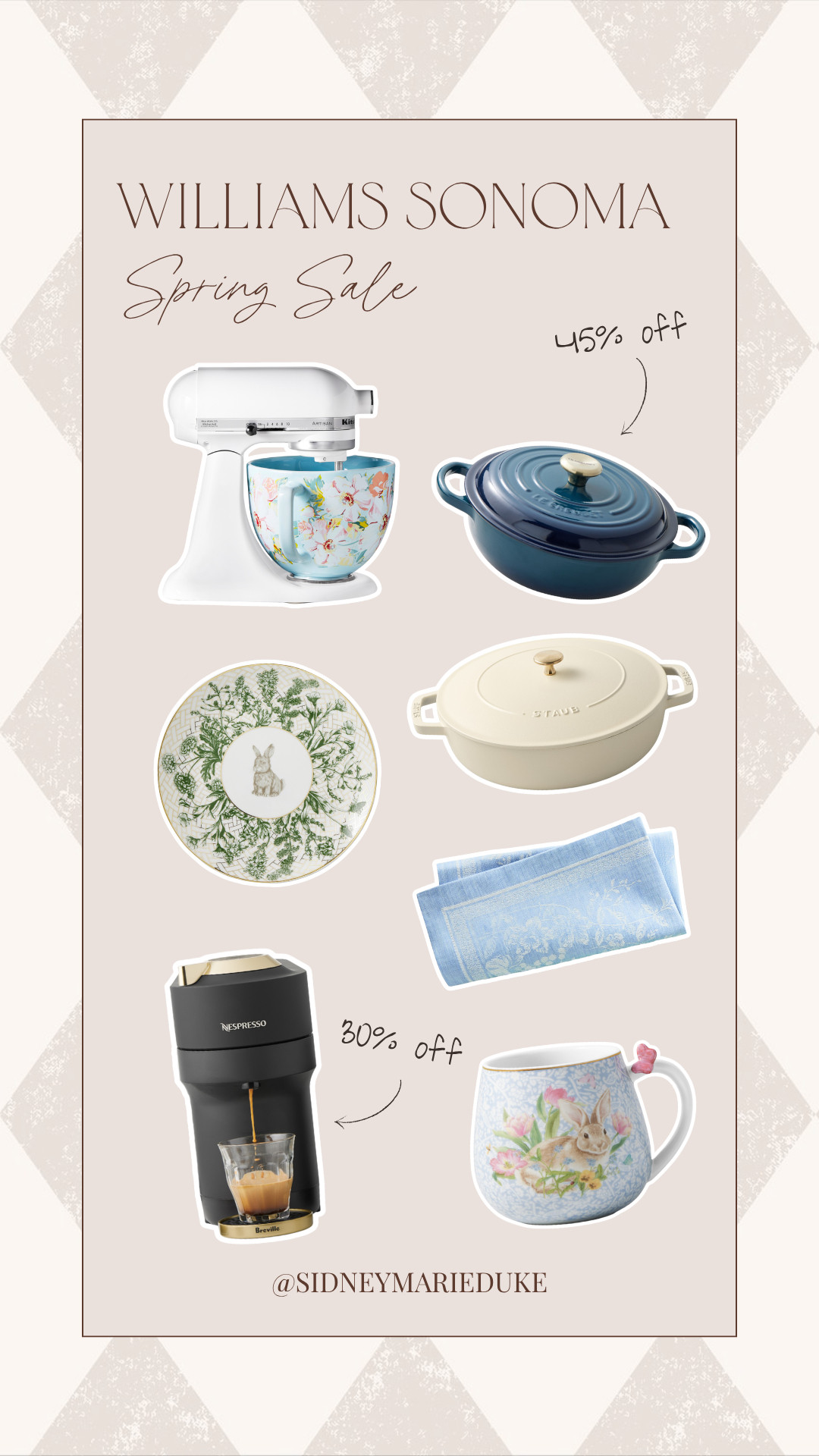 Williams Sonoma is having such great sales right now!!🤍

Linked some of my favorite finds! :)



spring 2026, easter, sale alert, le creuset, staub, kitchen aid, nespresso, peter rabbit, sidneymarieduke 

 #LTKfoodie #LTKSeasonal #LTKSaleAlert