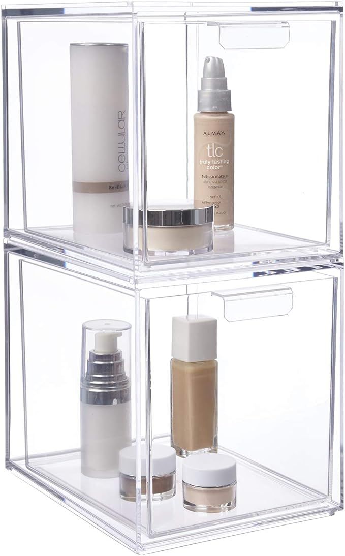 STORi Audrey Stackable Cosmetic Organizer Drawers 6-3/4" Tall | set of 2 Clear | Amazon (US)