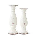 K&K Interiors Set of 2 White Ceramic Candleholders, (Grad Sizes) | Amazon (US)
