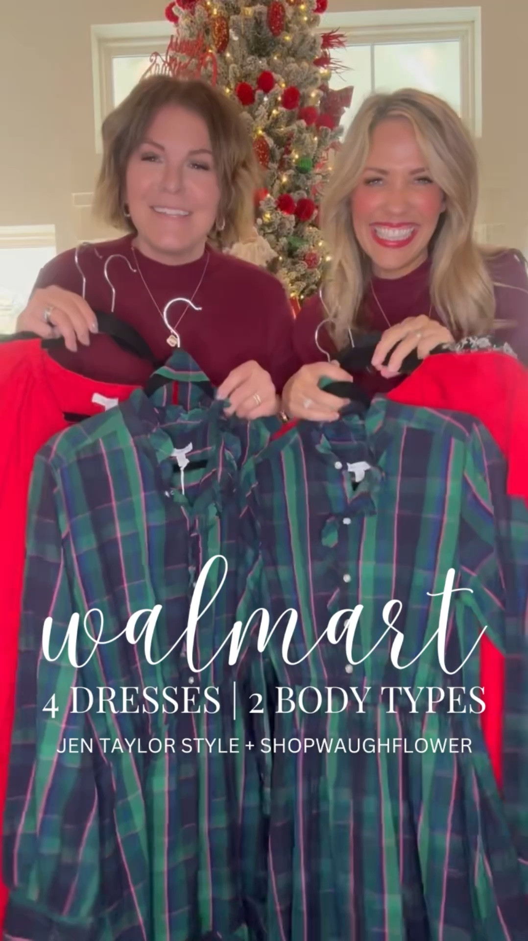Walmart dresses that make perfect holiday outfits on two different body types! Jen is 5’7 and wearing a 1X in the burgundy dress, XXL in the floral dress, and XL in the plaid and red. Gena is 5’4, wearing a S in the first two dresses and XS in the last two. All dresses come in regular and plus sizes. The floral goes up to 3X, the rest go up to 4X. 

Time and Tru, Pioneer Woman, Free Assembly, plus size dress, midsize dress

#LTKHoliday #LTKPlusSize #LTKOver40