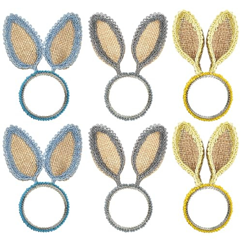 Easter Napkin Rings - Easter Bunny Napkin Rings Set of 6 Holder Woven Farmhouse for Spring Birthday Wedding Party Banquet Dinning Table Decor | Amazon (US)