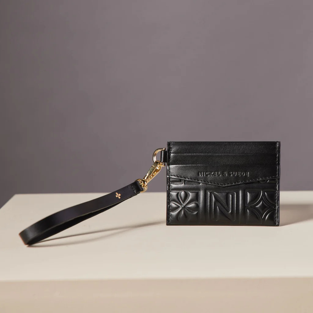 Black N&S Signature Card Case | Nickel and Suede