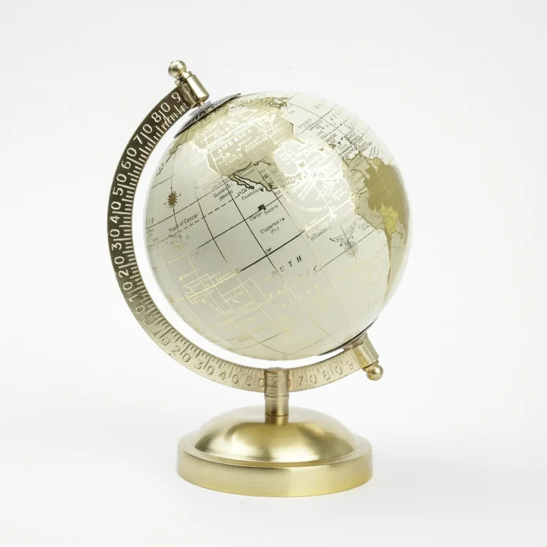 Mainstays Cream and Gold 5.75" x 8" x 5" Tabletop Decorative Globe - Walmart.com | Walmart (US)