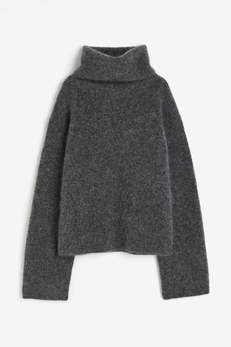 Mohair-blend Turtleneck Sweater - Dark gray melange - Ladies | H&M US | H&M (US + CA)