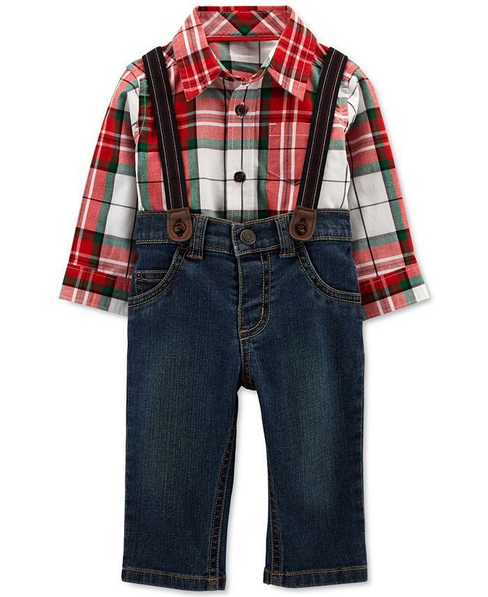 Carter's Baby Boys 3-Pc. Plaid Shirt, Jeans & Suspenders Set & Reviews - Sets & Outfits - Kids - ... | Macys (US)