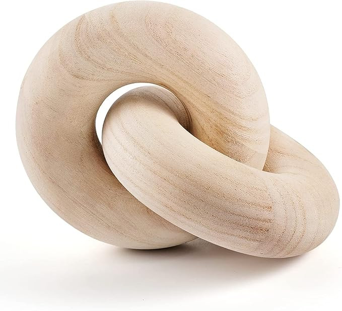 2-Link Wood Chain Decor Coffee Table Decor, Hand Carved Wood Knot Modern Home Accent Decor for Li... | Amazon (CA)