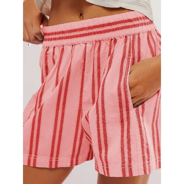 SANSIWU Women Y2k Striped Boxer Shorts Summer Elastic Waist Loose Lounge Bottoms Pajamas Shorts | Walmart (US)