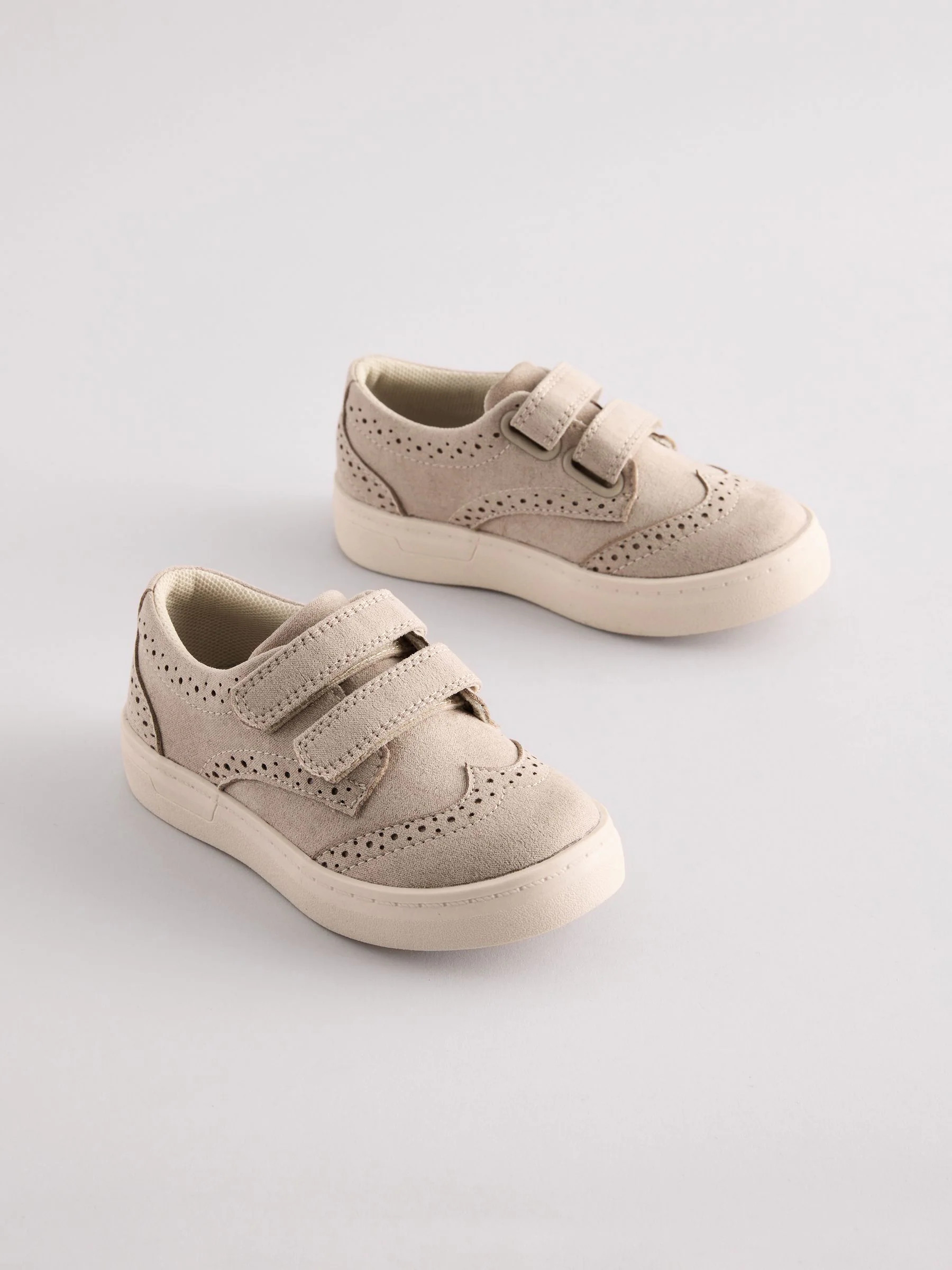 Next Neutral Wide Fit (G) Touch Fastening Brogue Shoes | Next US