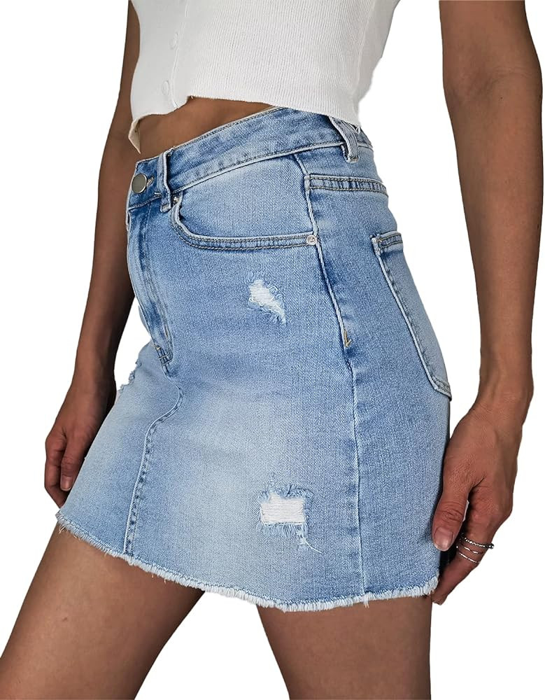 Denim Skirt Women Trendy High Waisted Summer Jean Skirts | Amazon (US)