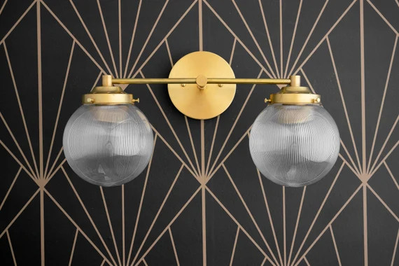 Vanity Globe Light  Art Deco Fixture  Globe Shades  Globe | Etsy | Etsy (US)