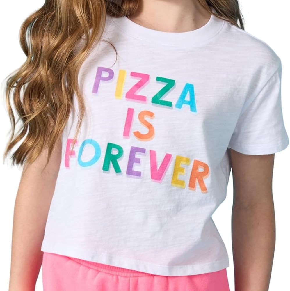 iscream Big Girls' Basics Short Sleeve Round Neck Boxy Cut T-Shirt - Go Girl! Collection | Amazon (US)