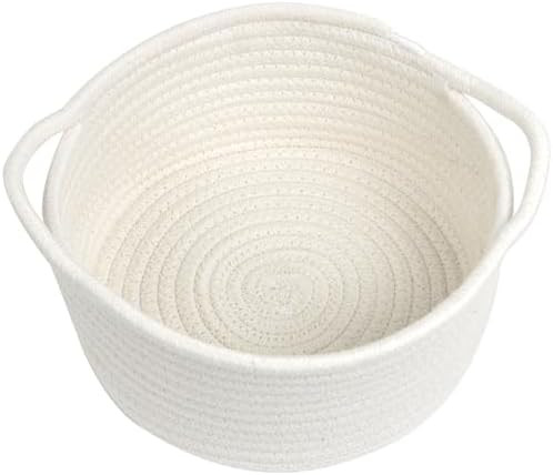 Small Basket with Handle, Cute Woven Storage Baskets for Organizing, Tiny Decorative Round Cotton... | Amazon (US)