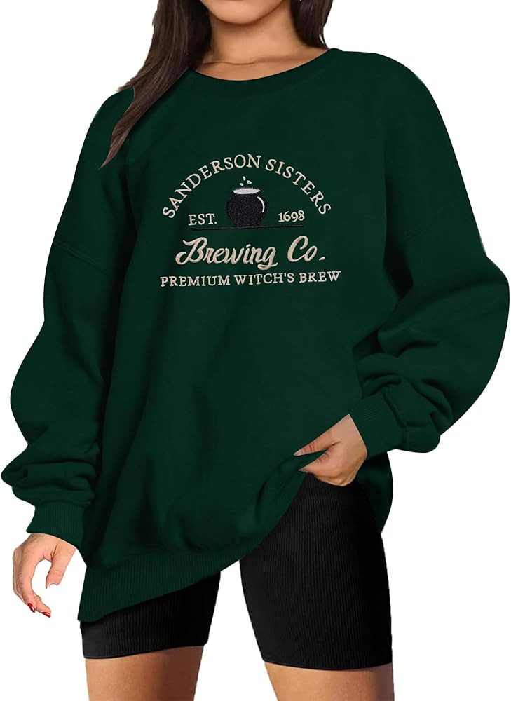 Halloween Sweatshirts for Women Sanderson Sisters Embroidery Halloween Sweatshirt Hocus Pocus Cre... | Amazon (US)