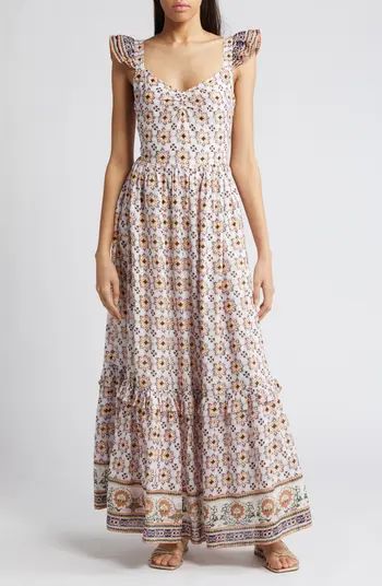 Nica Ruffle Organic Cotton Maxi Sundress | Nordstrom