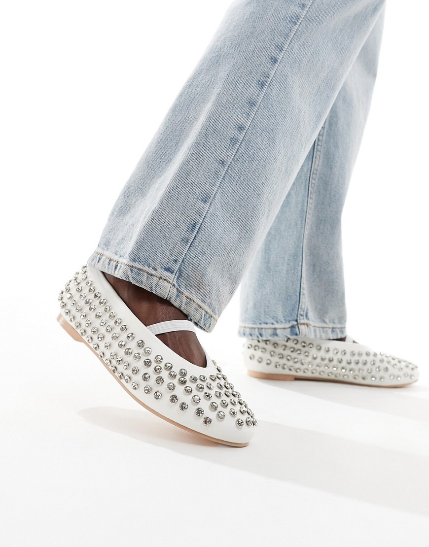 Public Desire Mina studded ballet flat in White | ASOS (Global)