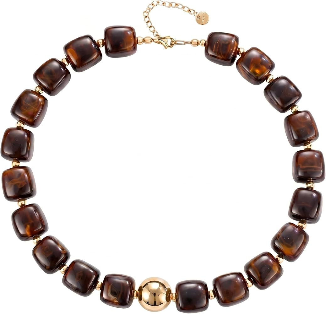 Tondiamo Chunky Beaded Necklace for Women, Colorful Bead Choker | Amazon (US)
