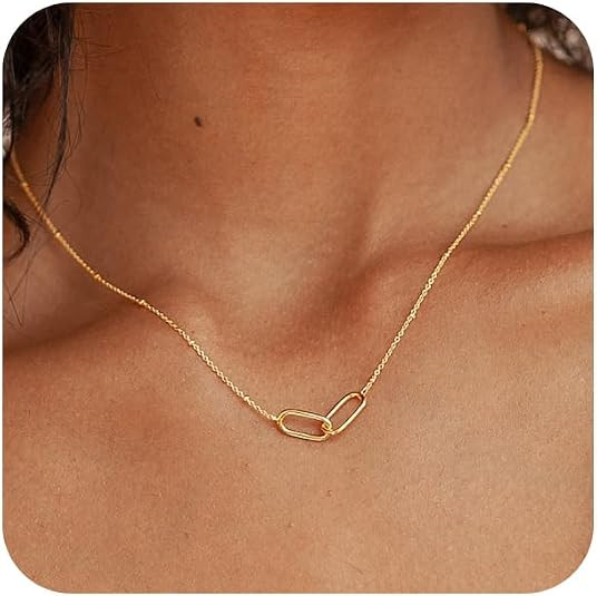 TOBENY Gold Necklace for Women Trendy Diamond Paperclip Silver Chain | Amazon (US)