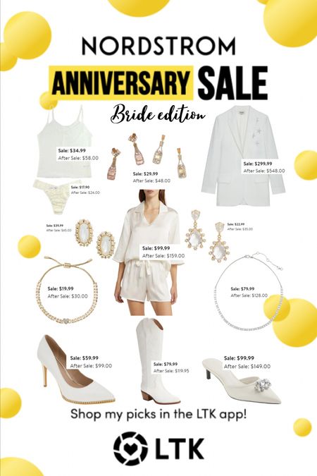 Nordstrom anniversary sale - bride edition 

Bridal essentials, white blazer, white sleepwear, white pumps, white heels, white boots, statement earrings 

#LTKwedding #LTKxNSale #LTKunder50