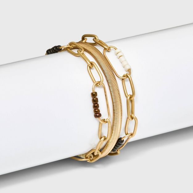 Herringbone and Paperclip Layered Chain Bracelet - Universal Thread™ | Target