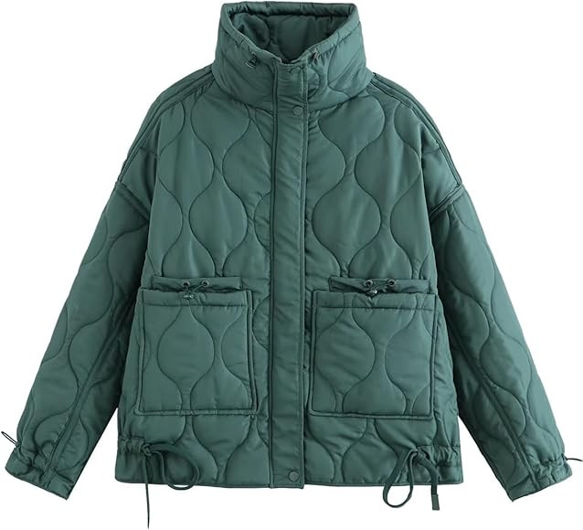 BQDCQB Womens Oversized Puffer Jacket Winter Long Sleeve Quilted Casual Outerwear Coat with Pocke... | Amazon (US)