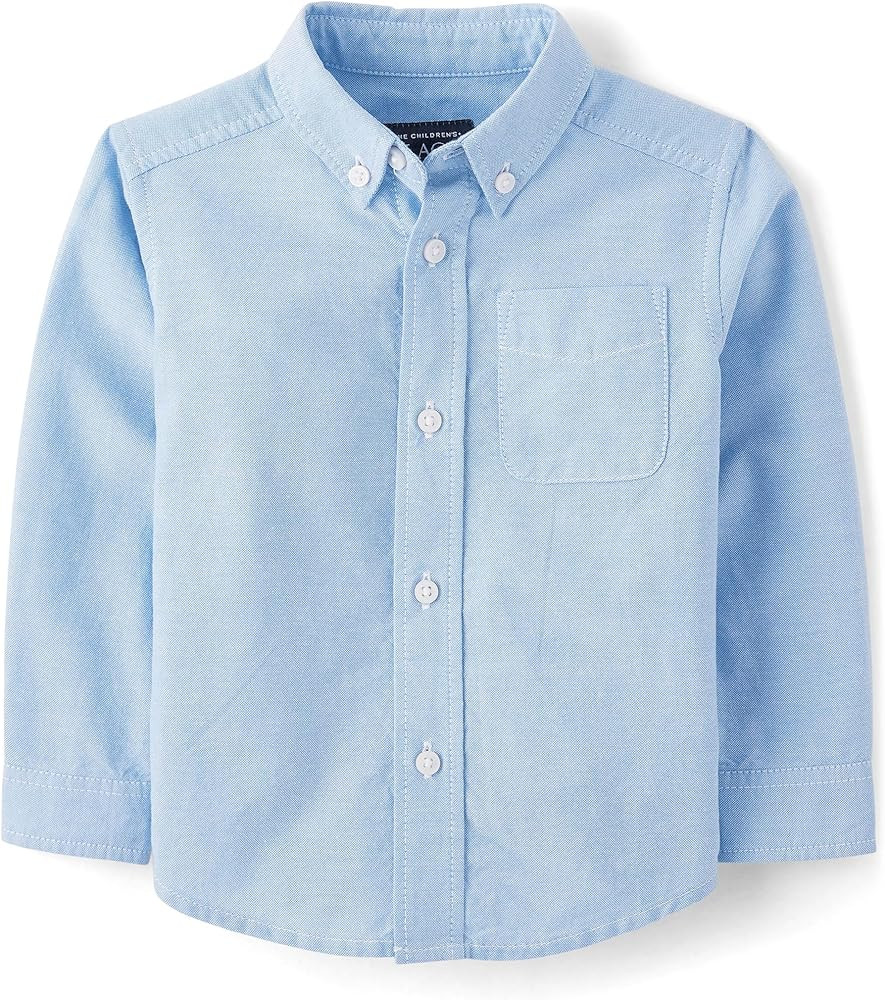 The Children's Place Baby Boys Long Sleeve Oxford Button Down Shirt | Amazon (US)