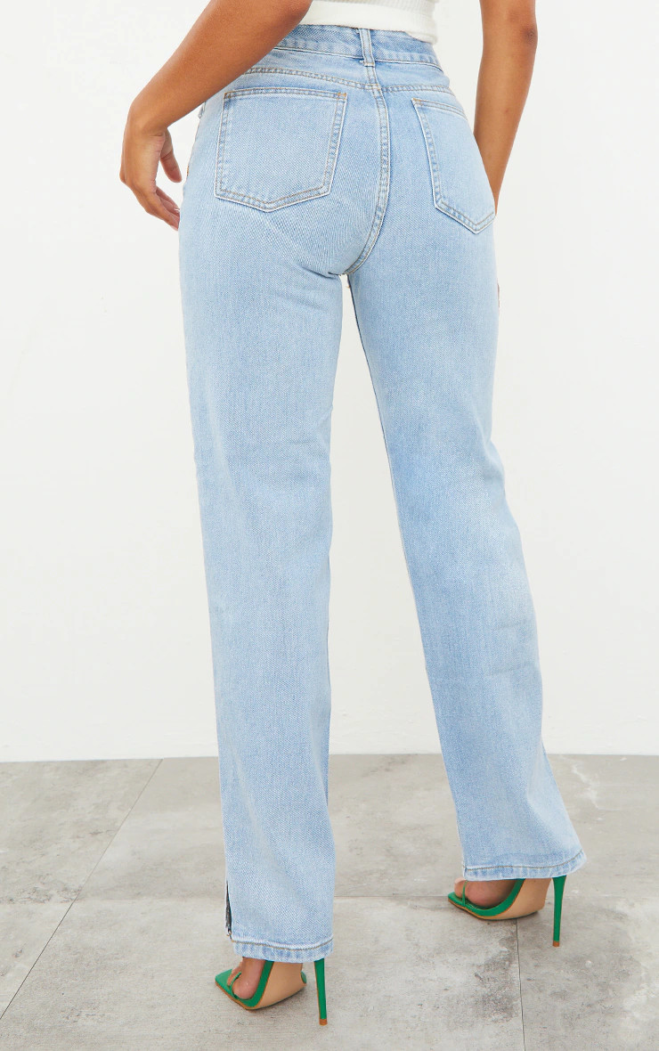 Light Blue Wash L30 Split Hem Jeans | PrettyLittleThing UK