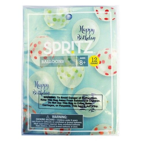 12" 12ct Printed "Happy Birthday" Pastel Balloons Clear - Spritz™ | Target