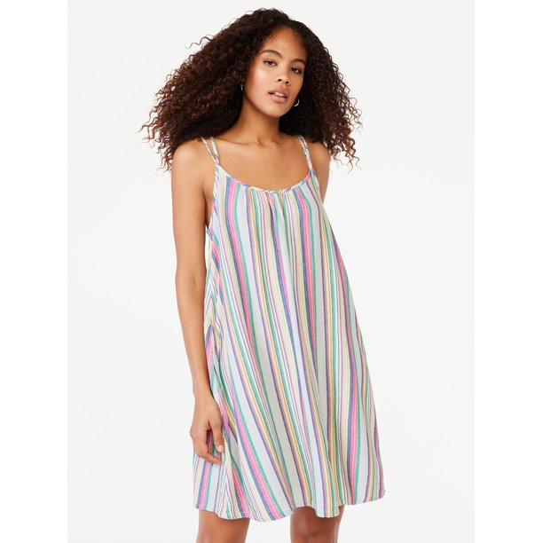 Free Assembly Women's Sleeveless Cross Back Mini Swing Dress, Sizes XS-XXL | Walmart (US)