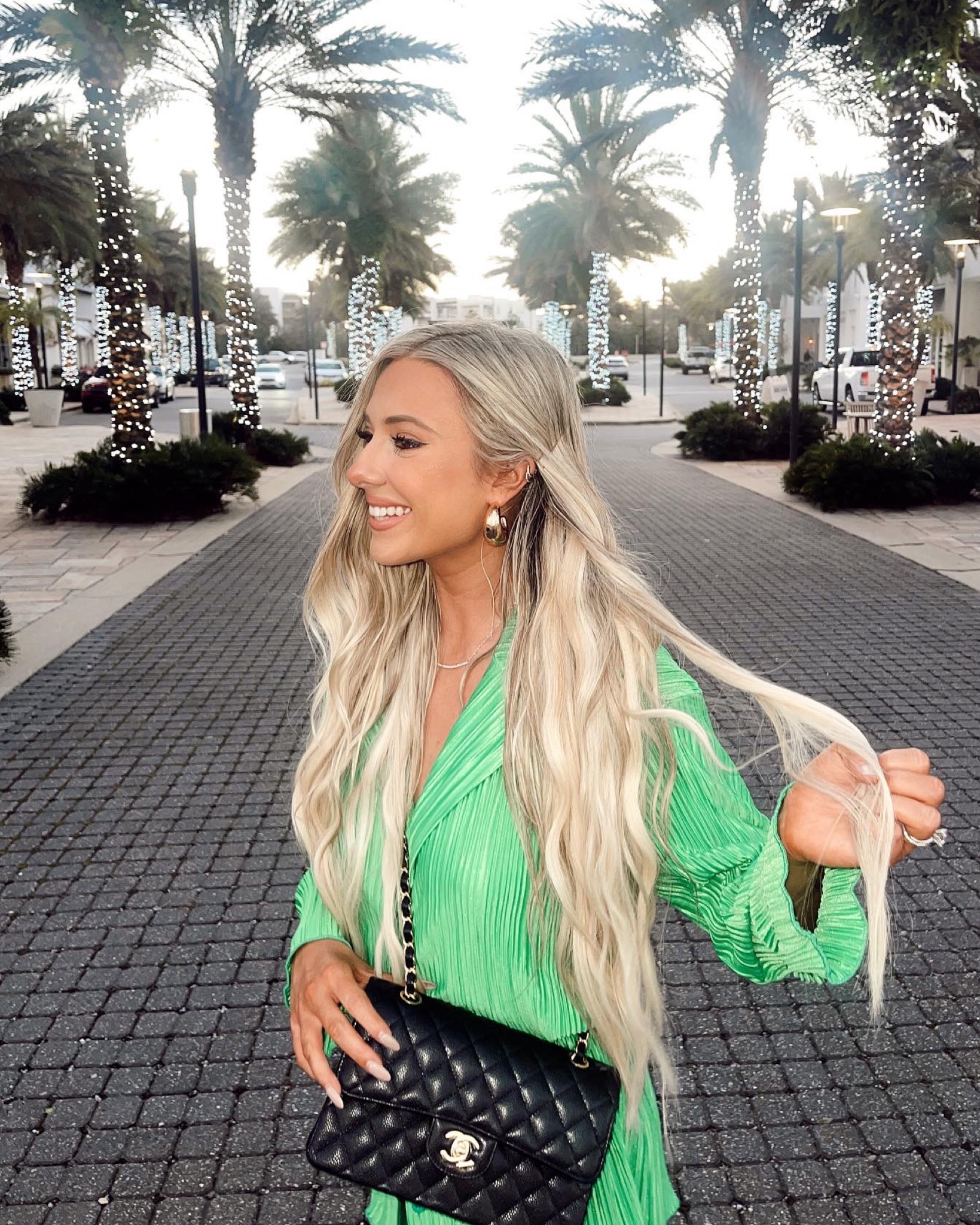 Dressed up or down, this vibrant green set is a must. Extremely comfortable and breathable fabric makes for the perfect date night with heels or lazy day with some kicks. 
I paired mine with a small black Chanel caviar quilted classic flap in gold hardware.

#LTKstyletip #LTKSeasonal #LTKfit