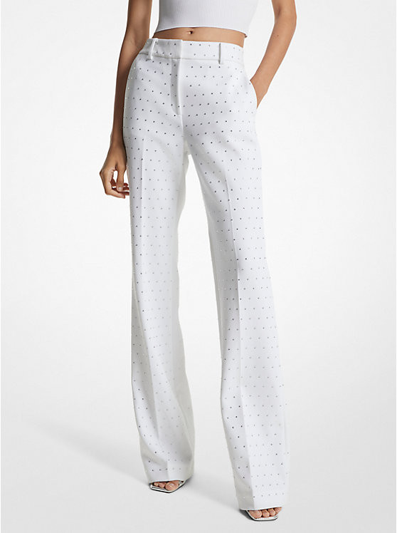 Crystal Embellished Stretch Crepe Bootcut Pants | Michael Kors US