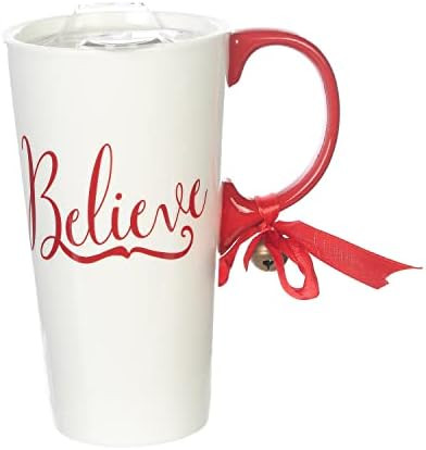 Topadorn Christmas Ceramic Mug Porcelain Coffee Cup with Tritan Lid and Box,17 oz Bell Decorated ... | Amazon (US)