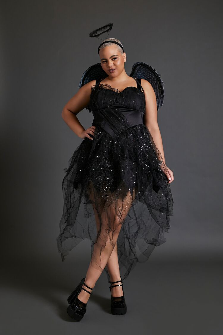 Plus Size Angel of Darkness Costume Dress Halo & Wings Set | Forever 21 | Forever 21 (US)