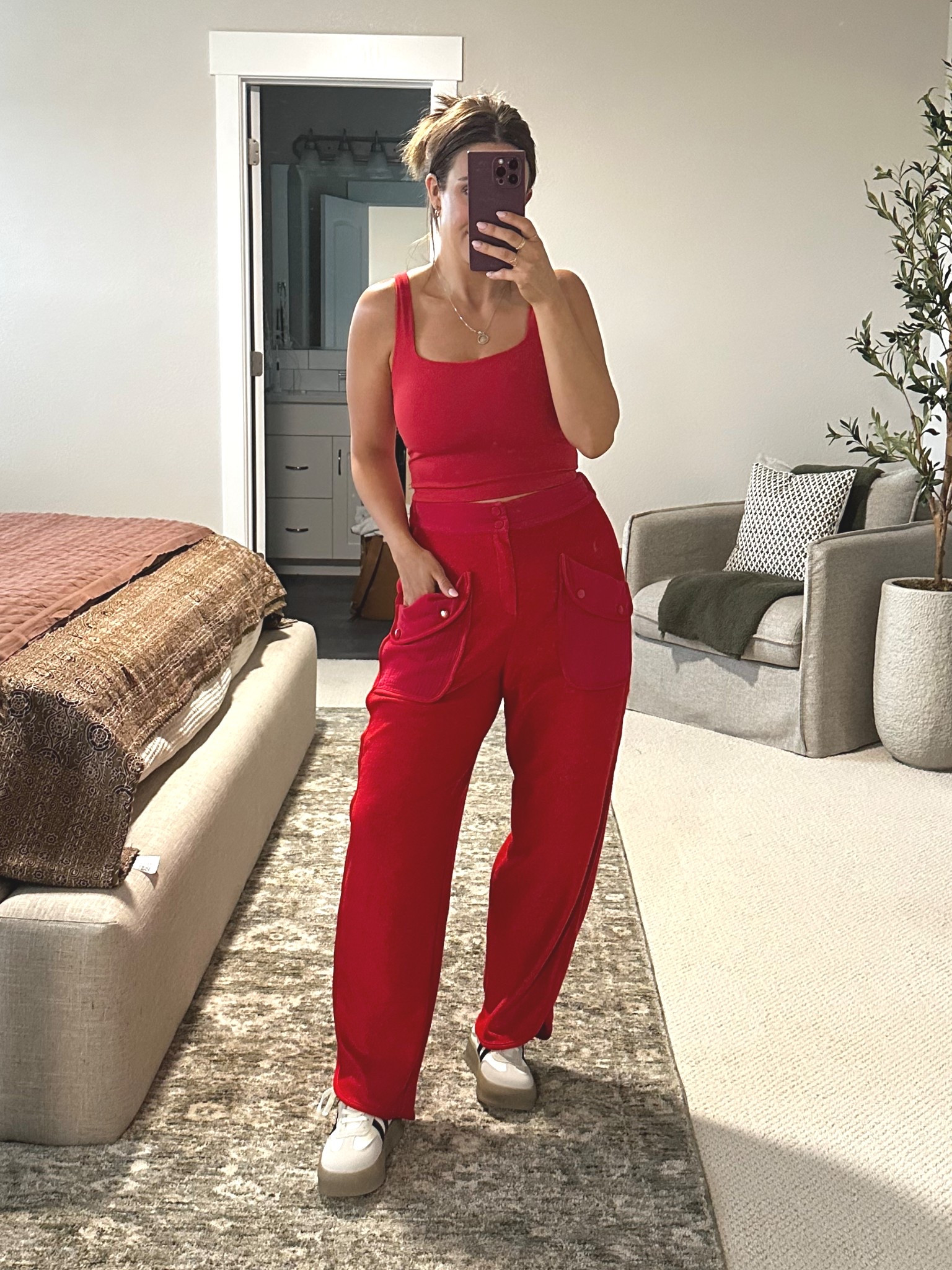 Wearing size medium in pants and small in top