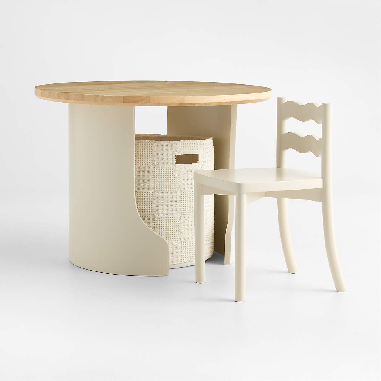 Scout Linen Wood Round Kids Play Table | Crate & Kids | Crate & Barrel