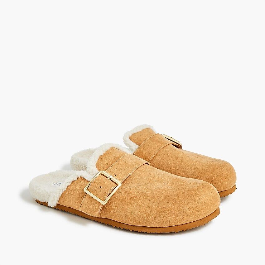 Sueded sherpa mules | J.Crew Factory