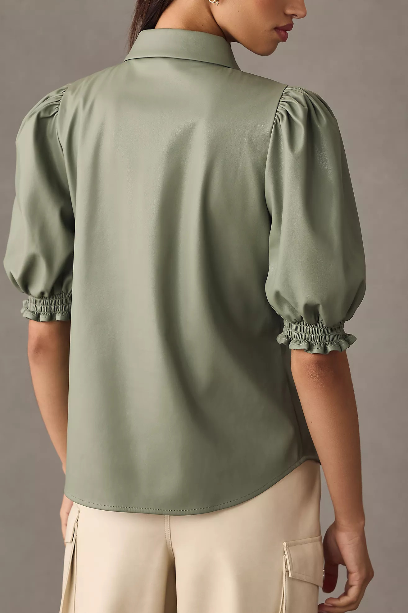 DOLAN Puff-Sleeve Faux Leather Blouse | Anthropologie (US)
