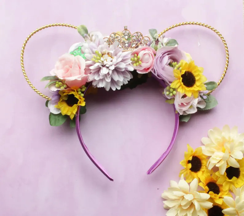 Rapunzel Ears Headband: Tangled Floral Mouse Ears with Tiara | Etsy (Global)