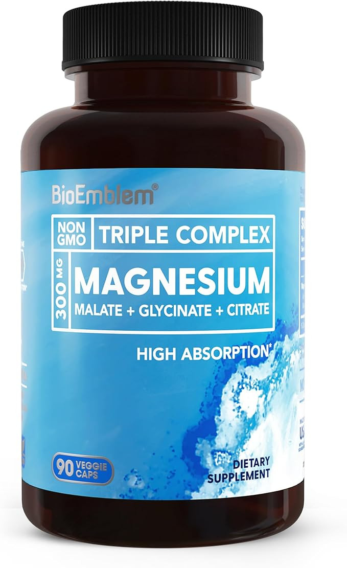 BioEmblem Triple Magnesium Complex | 300mg Magnesium Glycinate, Malate & Citrate | High Absorptio... | Amazon (US)