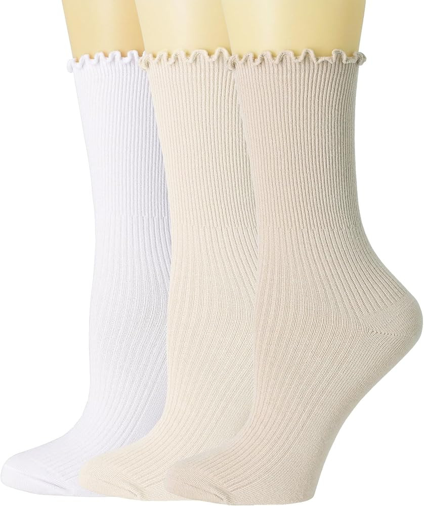 SRYL Ruffle Ankle Socks for Women's,Casual Cute Turn-Cuff Socks Soft Breathable Knit Cotton Lettu... | Amazon (US)