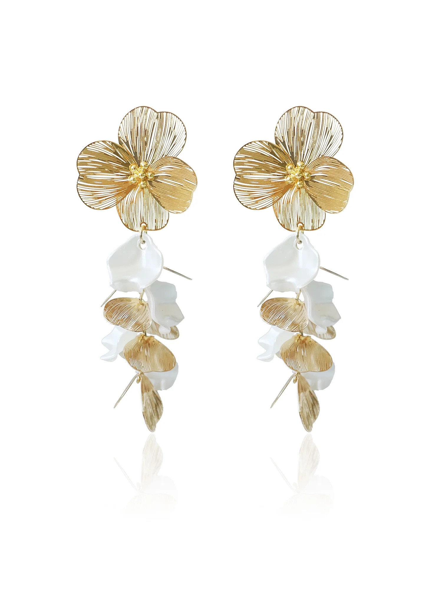 Time and Tru Women's Metal Gold Plated Flower Earring | Walmart (US)