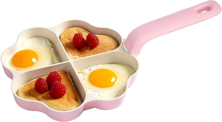 Paris Hilton Heart-Shaped Divided Fry Pan, Ceramic Nonstick Frying Pan with Individual Heart Sect... | Amazon (US)