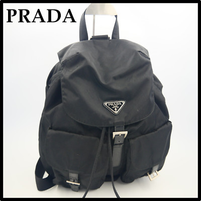 Prada Backpack Triangle Logo Nylon Black from japan | eBay US