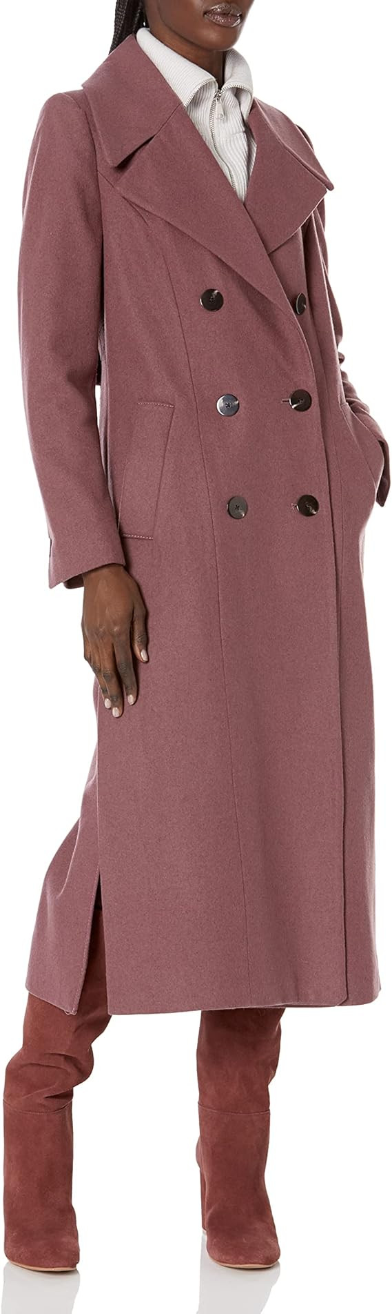 Kenneth Cole womens Classic Double Breasted Wool Maxi Coat | Amazon (US)