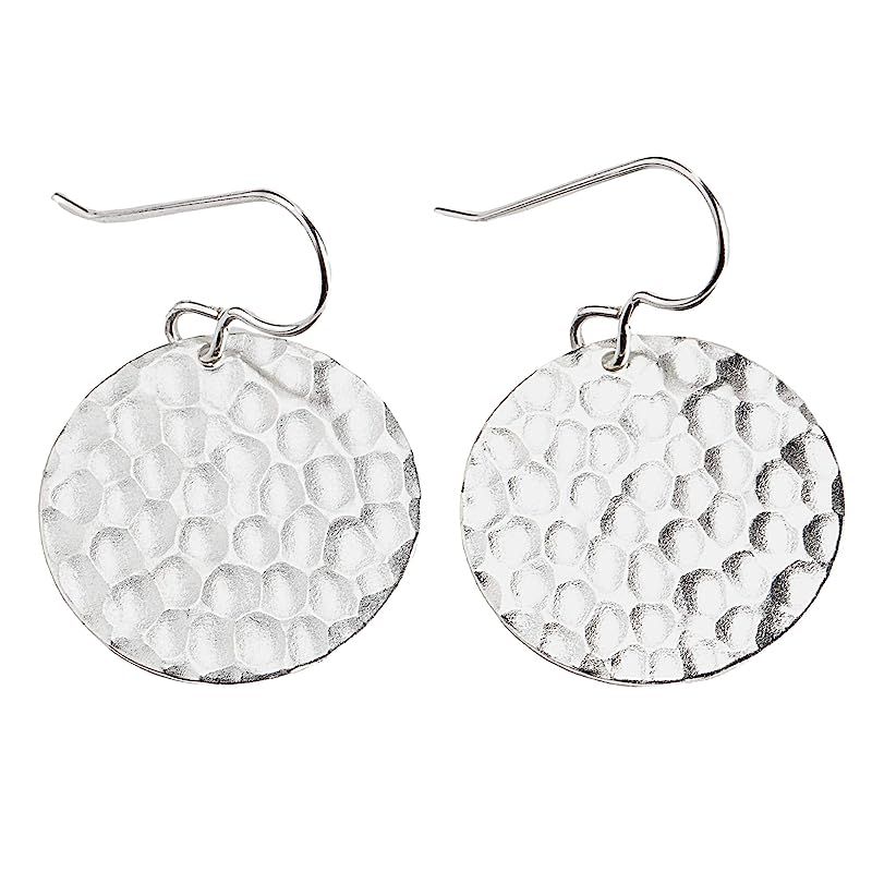 Large Sterling Silver Hammered Circle Disc Dangle Earrings | Amazon (US)