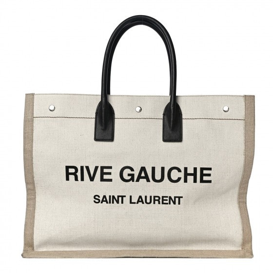 SAINT LAURENT

Linen Calfskin Rive Gauche Tote Optic White | Fashionphile