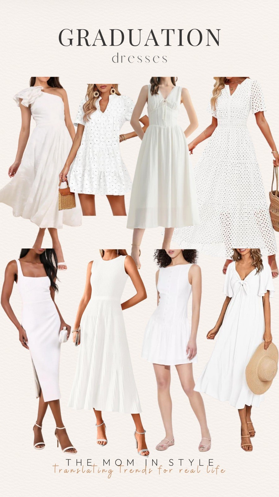 graduation dresses, white dresses, summer dresses, midi dress, lace dress, party dress, elegant dress, eyelet dress, puff sleeve, feminine style 