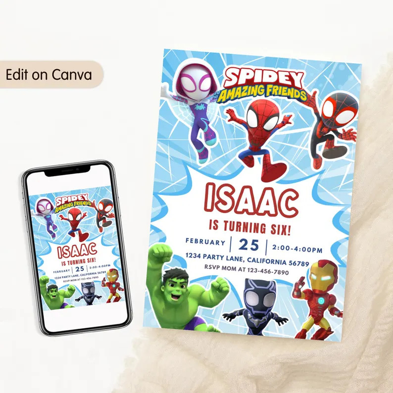 Spidey Invitation Spidey and His Amazing Friends Birthday Invitation Spidey Theme Birthday Party ... | Etsy (US)